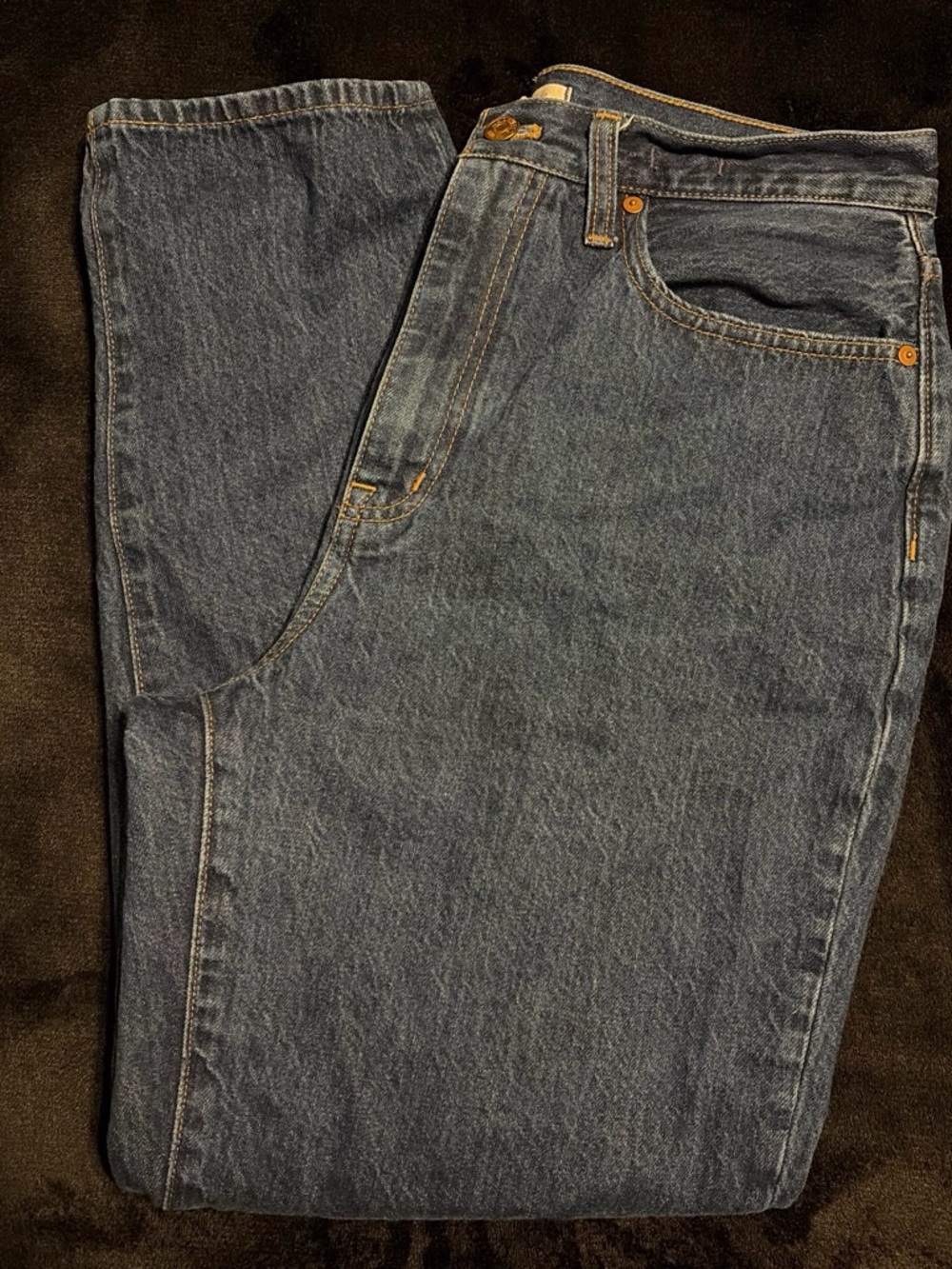 Classic Men's Dark Blue Denim Jeans